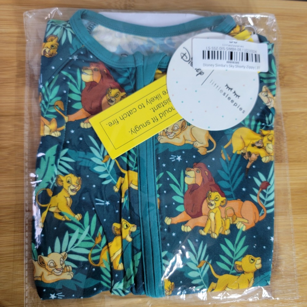 Little Sleepies Disney Simbas Sky Shorty Zippy 3T Lion King Bamboo Romper NEW